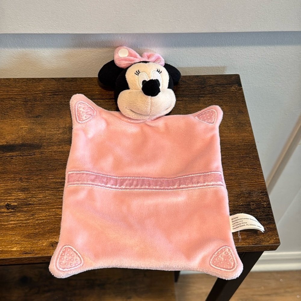 DISNEY MINNIE MOUSE JUST PLAY BABY LOVEY PINK textured